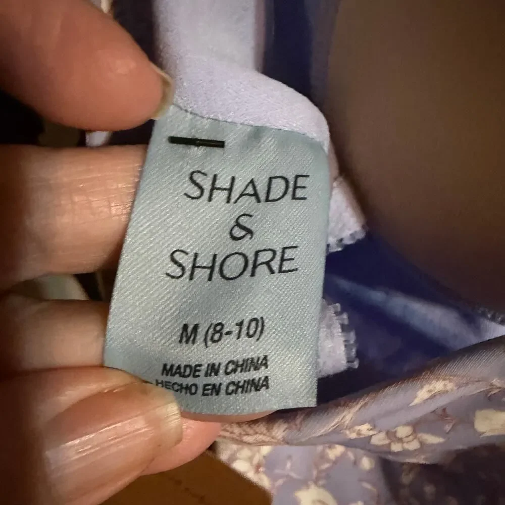 Shade & Shore Floral One Piece Swimsuit Lace trim Medium
